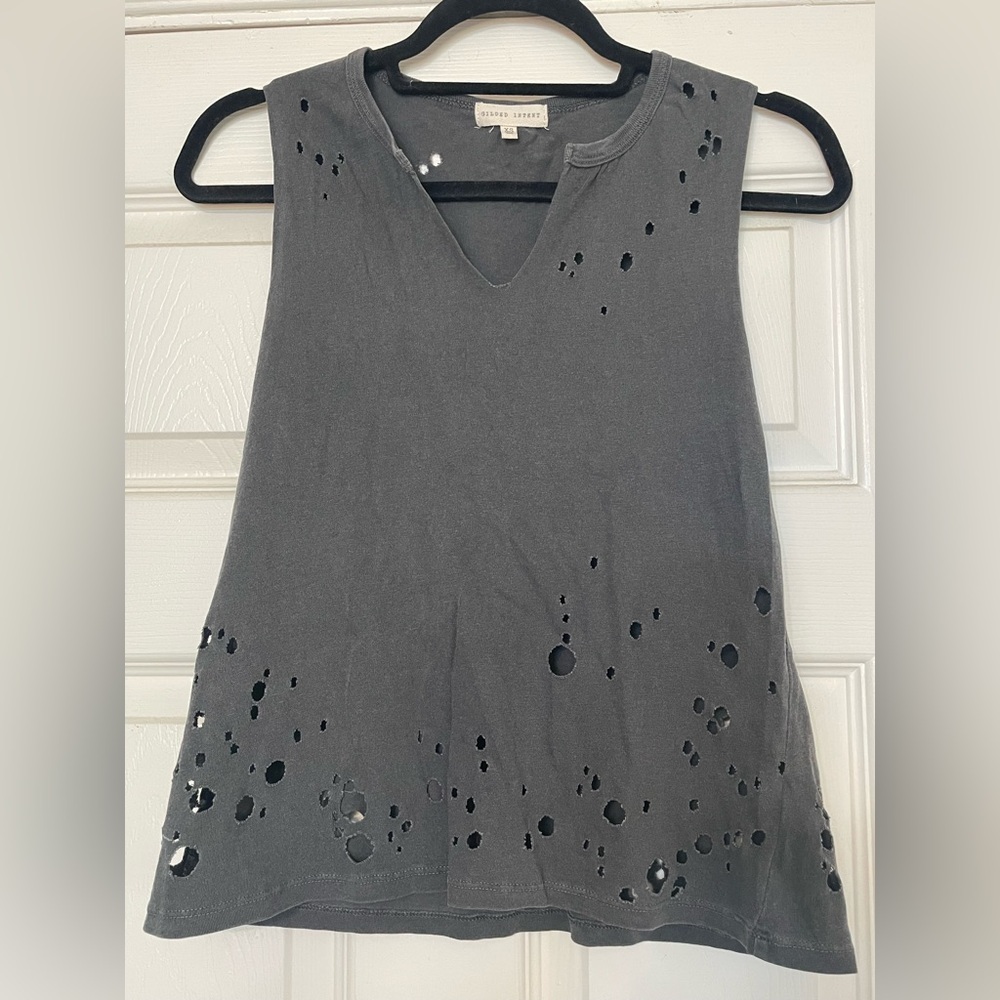 Gilded Intent - XS Dark Gray Distressed Tank